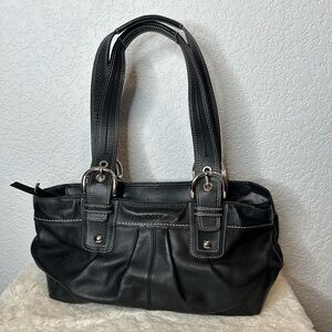 Coach Black Leather Soho Double Handle Bag Purse